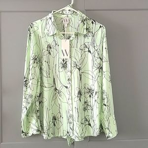 Brand new with tags floral mint blouse with neck tie